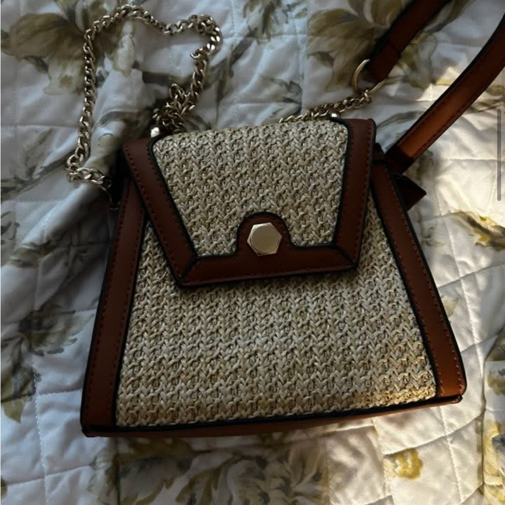 Brown and Tan Woven Women's Bag
